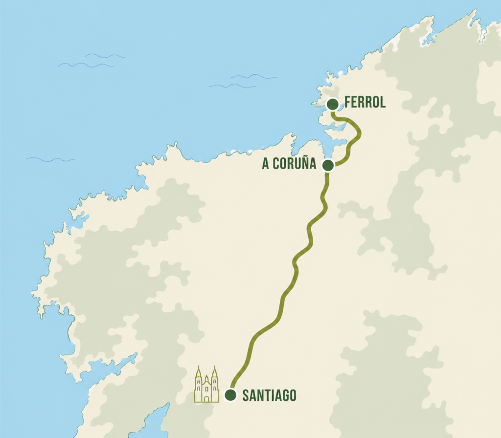 Map showing route over spain